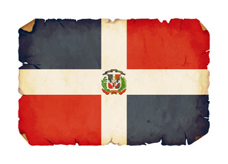 Dominican Republic retro flag png. Isolated old worn and torn paper flag of Dominican Republic illustration transparent png	