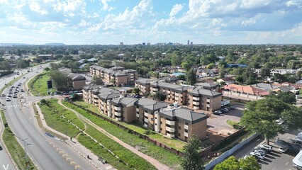 Gaborone, residential houses and streets in Botswana, Africa