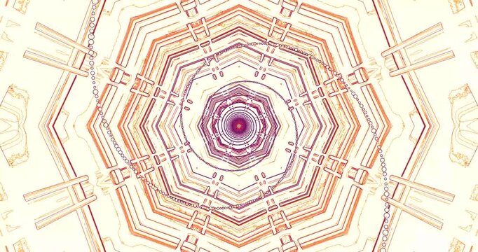 A dynamic looping video of a tunnel with intricate patterns and bold colors. The design features smooth transitions and a captivating visual flow that enhances any ambiance.