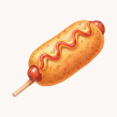 watercolor tasty crispy korean corndog