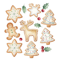watercolor unique shapes christmas cookies