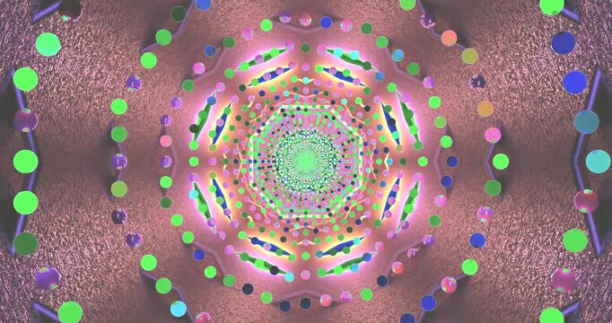 This dynamic visual experience features a vibrant tunnel loop characterized by colorful patterns and shapes that flow continuously and create an engaging atmosphere.