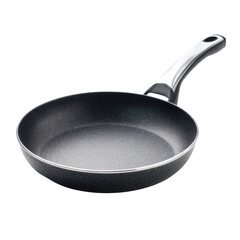 A sleek, dark gray non-stick frying pan with a metallic and black handle, isolated on a transparent background, perfect for everyday cooking. background removed