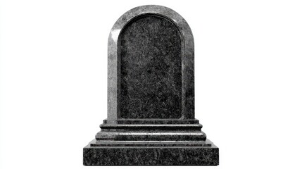 isolated blank black granite tombstone