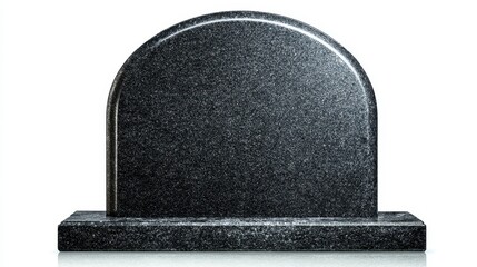 isolated blank black granite tombstone