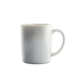 A minimalist white ceramic coffee mug stands elegantly on a transparent background. Perfect for hot beverages, coffee, tea, or branding mockups. background removed