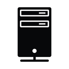 Server tower silhouette data storage icon