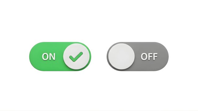 On off toggle switch interface button slider control setting option ui ux element design graphic vector on transparent background