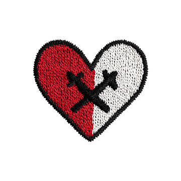 heart with a black cross icon, illustration