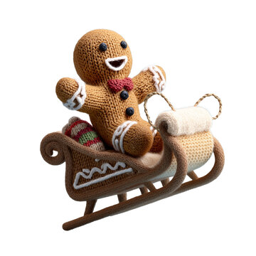 gingerbreadman in the sleigh without background