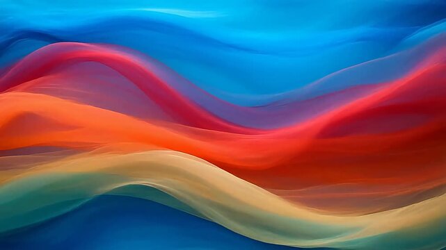 Harmonic Waves of Color A Dynamic Abstract Design Featuring Flowing Blue, Red, Orange and Beige Tones