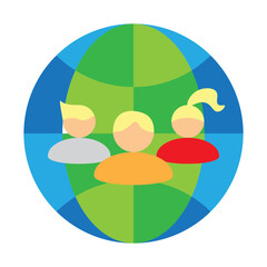 International Community Vector Flat Icon Design