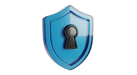 Security Shield and Keyhole Plastic 3D Icon Isolated