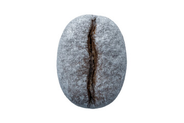 Fototapeta premium A single frozen roasted coffee bean covered in a delicate layer of white frost, showcasing the intricate ice crystal texture in a detailed macro photograph