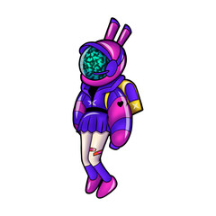 Futuristic Bunny Astronaut Girl with Purple and Pink Armor