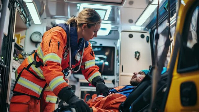 Emergency medical response in action at local ambulance station