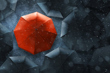 Top view umbrella on the street with asphalt road background