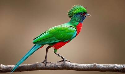 Resplendent Quetzal Bird Portrait: Vibrant Green and Red Tropical Wildlife of Central America