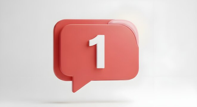 Red Notification Chat Bubble Message 3D Plastic Icon