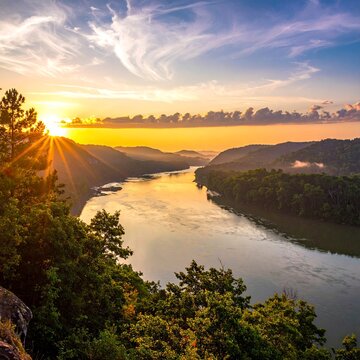 Sunrise Over the Arkansas River Valley - A Scenic Vista.