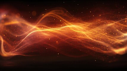 Fiery light trail glowing wave abstract flame orange energy motion blur spark luminous flow heat dynamic line digital art evokes awe with radiant movement and depth, sparks and embers drift warm glow - Powered by Adobe