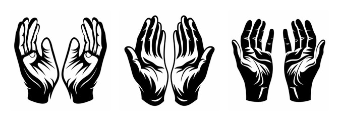 Obraz premium Open hands symbol collection diverse poses gestures artistic representation for your projects