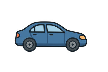 Fototapeta premium Simple blue sedan car graphic element for transportation and travel themes
