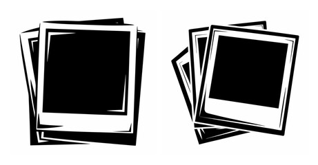 Collection of two sketched polaroid photo frames with black empty centers on a plain background.