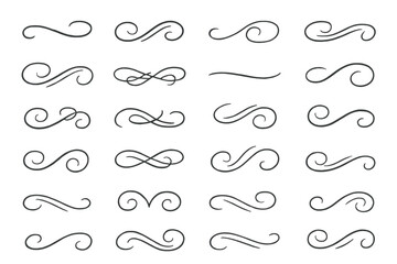 Obraz premium Elegant hand drawn flourish dividers and ornamental calligraphic design elements