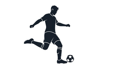 Dynamic illustration of a male soccer player silhouette in action, expertly kicking a football during a game or training session