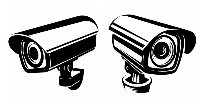 Two surveillance camera icons for enhanced security monitoring and visual surveillance systems