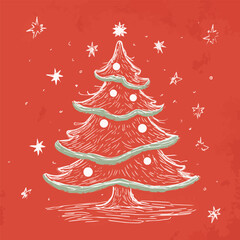  Christmas tree with snow ball in Christmas day