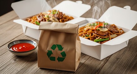 Asian noodles takeaway meal