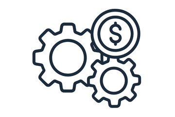 Obraz premium Interlocking gears driving a dollar coin symbolizing financial process and wealth generation