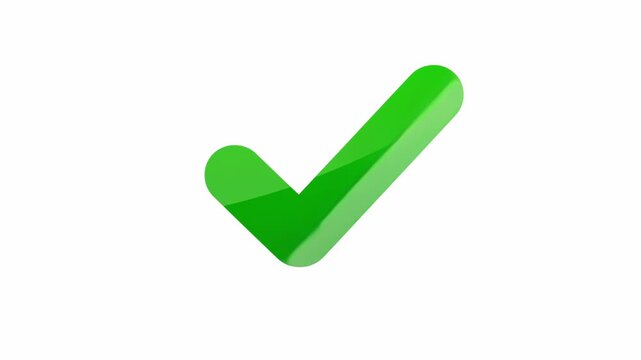 Green Check Mark Symbol Animation on White Background.