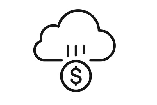 Cloud computing financial services symbol depicting money raining from the sky