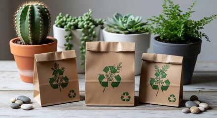 Recycled paper bags display