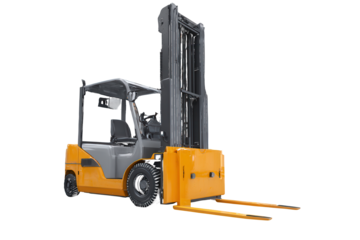 Yellow and Grey Forklift Truck isolated on a transparent background