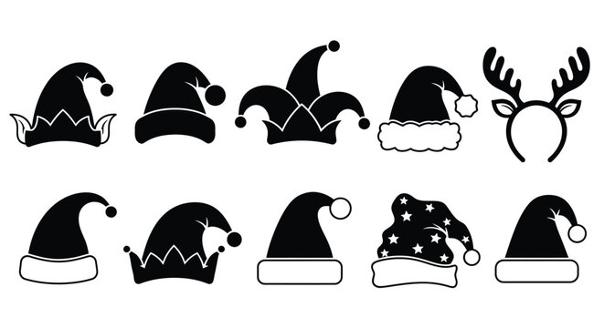 Christmas hats vector set holiday party vector illustration