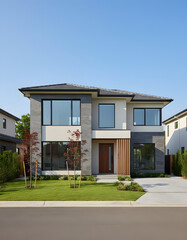 Fototapeta premium Cluster housing with luxurious modern design. Ai Generative.