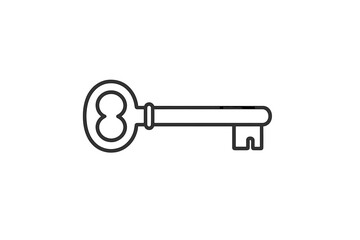Antique skeleton key outline symbolizing security access, privacy, and solution concepts
