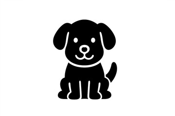 Cute sitting puppy dog with large floppy ears and a wagging tail graphic