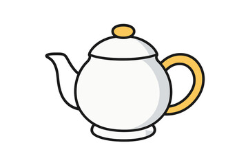 Traditional round tea kettle with spout and handle for brewing hot beverages