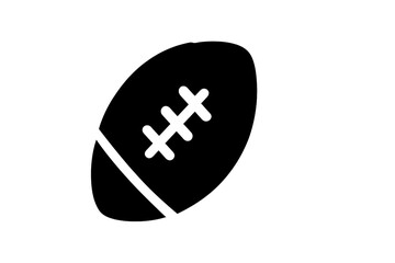 Minimalist black and white icon depicting an American football with lacing detail on a clean background