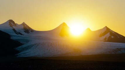 Light flare over mountain landscape at sunset - Powered by Adobe