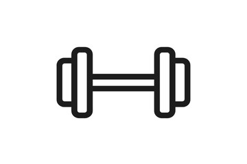 Simple outline drawing of a dumbbell symbolizing strength, fitness, and exercise