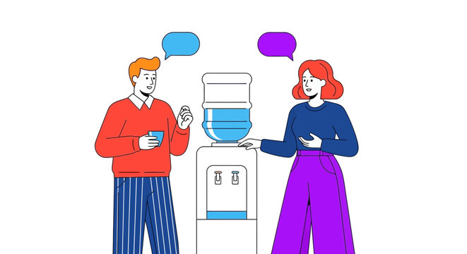 Office water cooler conversation vector illustration design