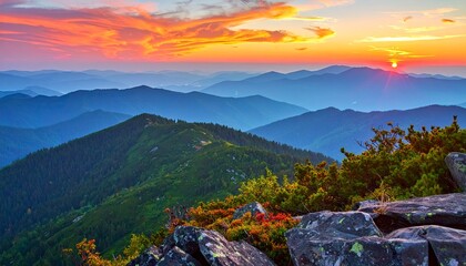 Sunset Over the Blue Ridge Mountains - A Scenic Vista.