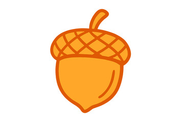 Stylized orange acorn nut with textured cap and small stem isolated on white © icon_art