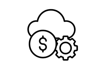 Digital cloud computing service cost management and financial optimization setup symbol